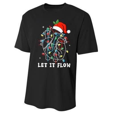 Funny Let It Flow Anatomy Heart Cardiac Nurse Santa Hat Xmas Performance Sprint T-Shirt