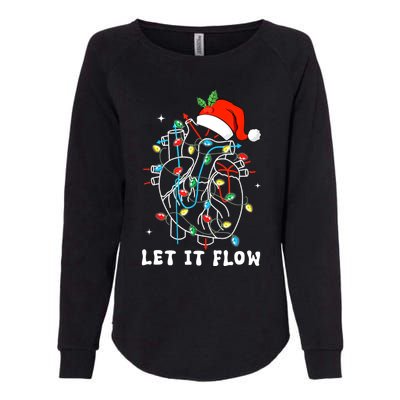 Funny Let It Flow Anatomy Heart Cardiac Nurse Santa Hat Xmas Womens California Wash Sweatshirt