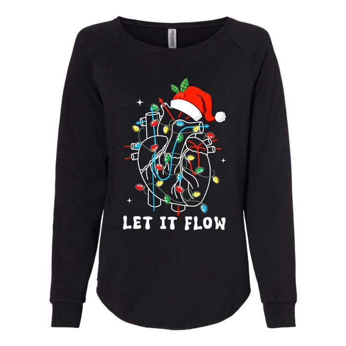 Funny Let It Flow Anatomy Heart Cardiac Nurse Santa Hat Xmas Womens California Wash Sweatshirt