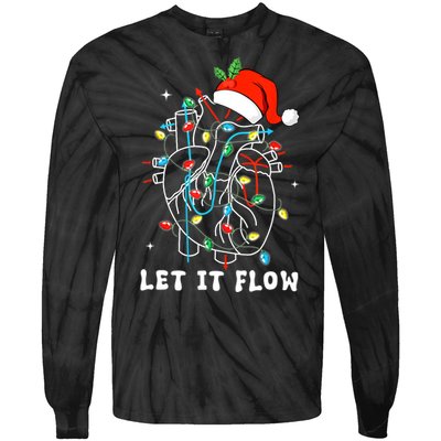 Funny Let It Flow Anatomy Heart Cardiac Nurse Santa Hat Xmas Tie-Dye Long Sleeve Shirt