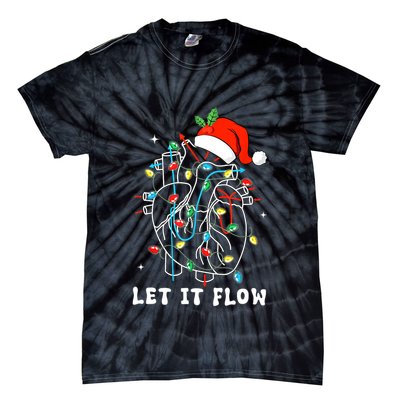 Funny Let It Flow Anatomy Heart Cardiac Nurse Santa Hat Xmas Tie-Dye T-Shirt