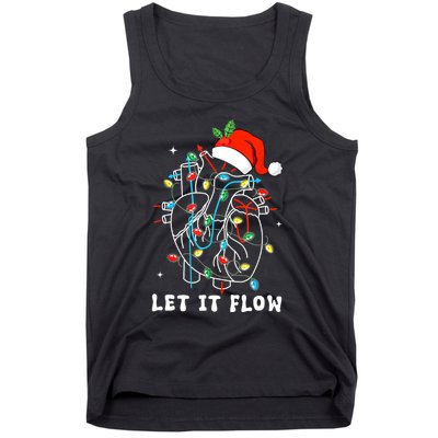 Funny Let It Flow Anatomy Heart Cardiac Nurse Santa Hat Xmas Tank Top