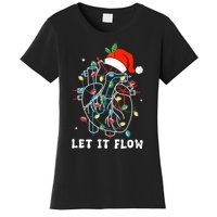 Funny Let It Flow Anatomy Heart Cardiac Nurse Santa Hat Xmas Women's T-Shirt