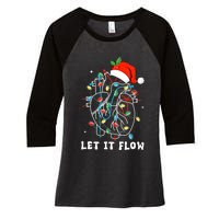 Funny Let It Flow Anatomy Heart Cardiac Nurse Santa Hat Xmas Women's Tri-Blend 3/4-Sleeve Raglan Shirt