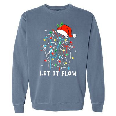 Funny Let It Flow Anatomy Heart Cardiac Nurse Santa Hat Xmas Garment-Dyed Sweatshirt