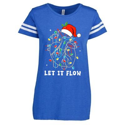 Funny Let It Flow Anatomy Heart Cardiac Nurse Santa Hat Xmas Enza Ladies Jersey Football T-Shirt