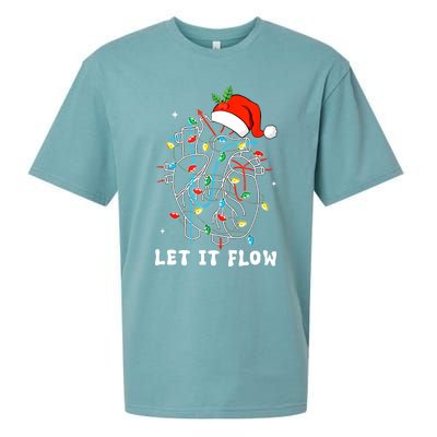 Funny Let It Flow Anatomy Heart Cardiac Nurse Santa Hat Xmas Sueded Cloud Jersey T-Shirt