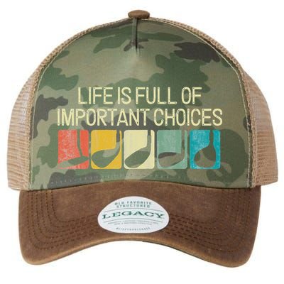 Funny Life Is Full Of Important Choices Vintage Golf Golfer Legacy Tie Dye Trucker Hat