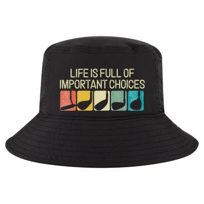 Funny Life Is Full Of Important Choices Vintage Golf Golfer Cool Comfort Performance Bucket Hat