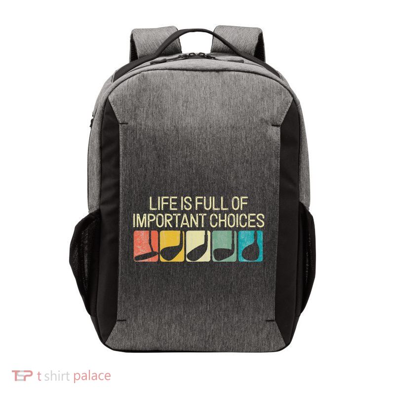 Funny Life Is Full Of Important Choices Vintage Golf Golfer Vector Backpack