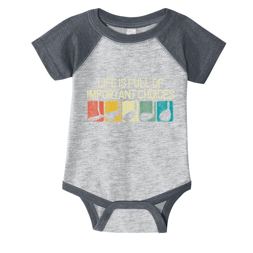 Funny Life Is Full Of Important Choices Vintage Golf Golfer Infant Baby Jersey Bodysuit