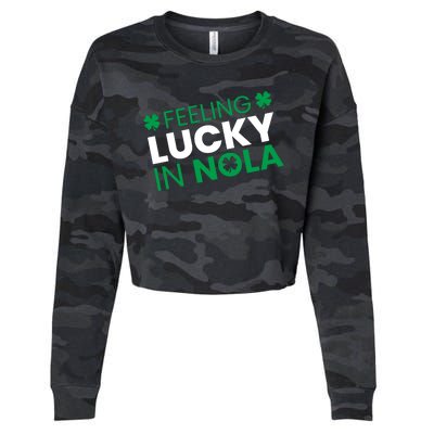 Feeling Lucky In Nola Funny St Patricks Day Cropped Pullover Crew