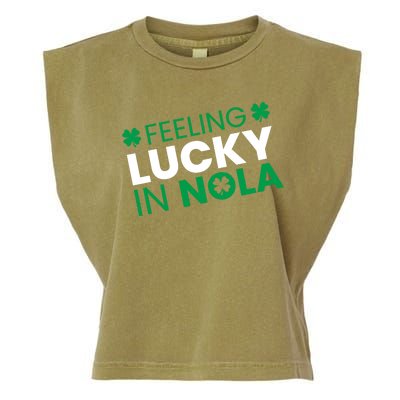 Feeling Lucky In Nola Funny St Patricks Day Garment-Dyed Women's Muscle Tee