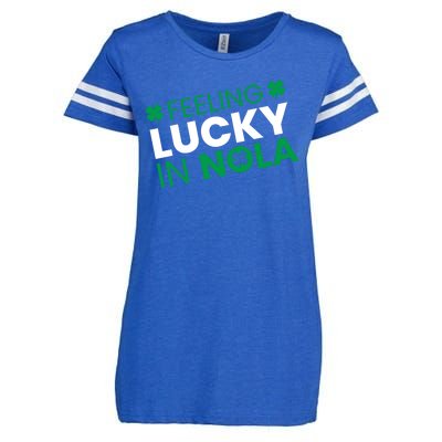 Feeling Lucky In Nola Funny St Patricks Day Enza Ladies Jersey Football T-Shirt