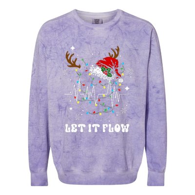 Funny Let It Flow Anatomy Heart Cardiac Nurse Santa Hat Xmas Colorblast Crewneck Sweatshirt