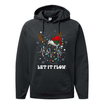 Funny Let It Flow Anatomy Heart Cardiac Nurse Santa Hat Xmas Performance Fleece Hoodie