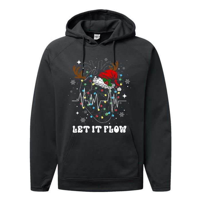 Funny Let It Flow Anatomy Heart Cardiac Nurse Santa Hat Xmas Performance Fleece Hoodie