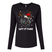 Funny Let It Flow Anatomy Heart Cardiac Nurse Santa Hat Xmas Womens Cotton Relaxed Long Sleeve T-Shirt