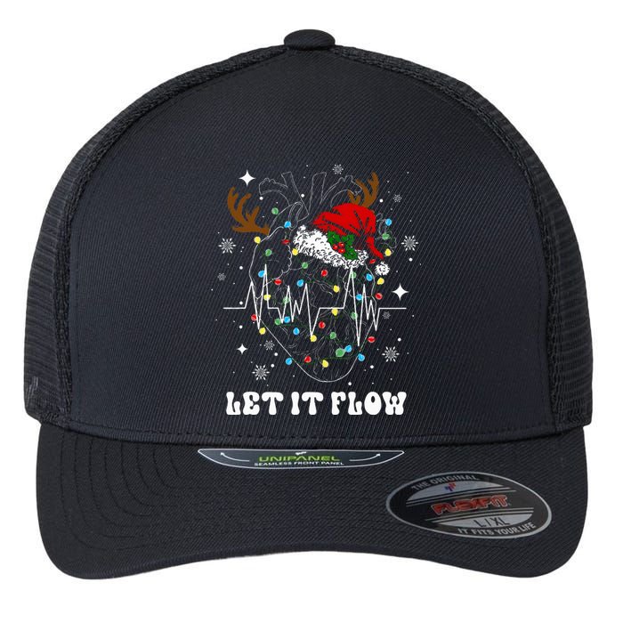 Funny Let It Flow Anatomy Heart Cardiac Nurse Santa Hat Xmas Flexfit Unipanel Trucker Cap