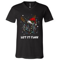 Funny Let It Flow Anatomy Heart Cardiac Nurse Santa Hat Xmas V-Neck T-Shirt