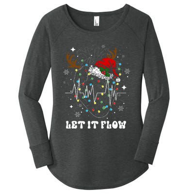 Funny Let It Flow Anatomy Heart Cardiac Nurse Santa Hat Xmas Women's Perfect Tri Tunic Long Sleeve Shirt