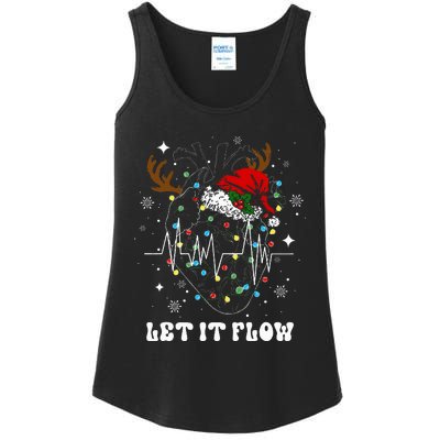 Funny Let It Flow Anatomy Heart Cardiac Nurse Santa Hat Xmas Ladies Essential Tank