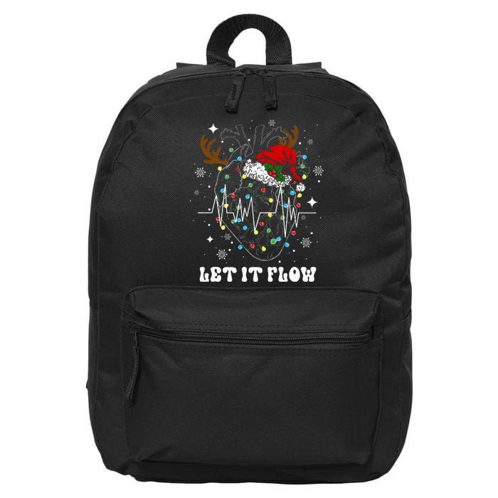 Funny Let It Flow Anatomy Heart Cardiac Nurse Santa Hat Xmas 16 in Basic Backpack