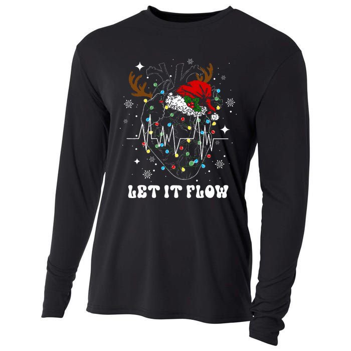 Funny Let It Flow Anatomy Heart Cardiac Nurse Santa Hat Xmas Cooling Performance Long Sleeve Crew