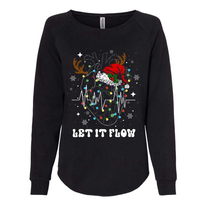 Funny Let It Flow Anatomy Heart Cardiac Nurse Santa Hat Xmas Womens California Wash Sweatshirt