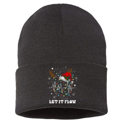 Funny Let It Flow Anatomy Heart Cardiac Nurse Santa Hat Xmas Sustainable Knit Beanie