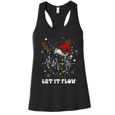 Funny Let It Flow Anatomy Heart Cardiac Nurse Santa Hat Xmas Women's Racerback Tank