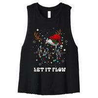 Funny Let It Flow Anatomy Heart Cardiac Nurse Santa Hat Xmas Women's Racerback Cropped Tank