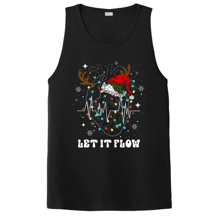 Funny Let It Flow Anatomy Heart Cardiac Nurse Santa Hat Xmas PosiCharge Competitor Tank