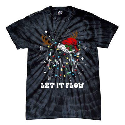 Funny Let It Flow Anatomy Heart Cardiac Nurse Santa Hat Xmas Tie-Dye T-Shirt