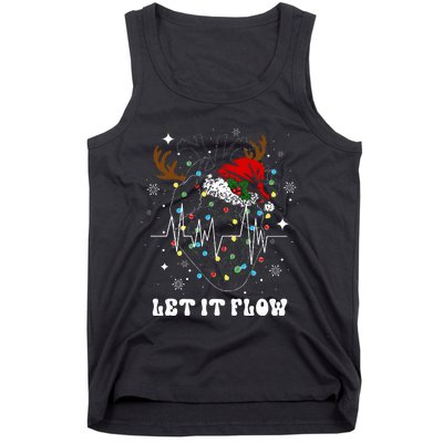 Funny Let It Flow Anatomy Heart Cardiac Nurse Santa Hat Xmas Tank Top