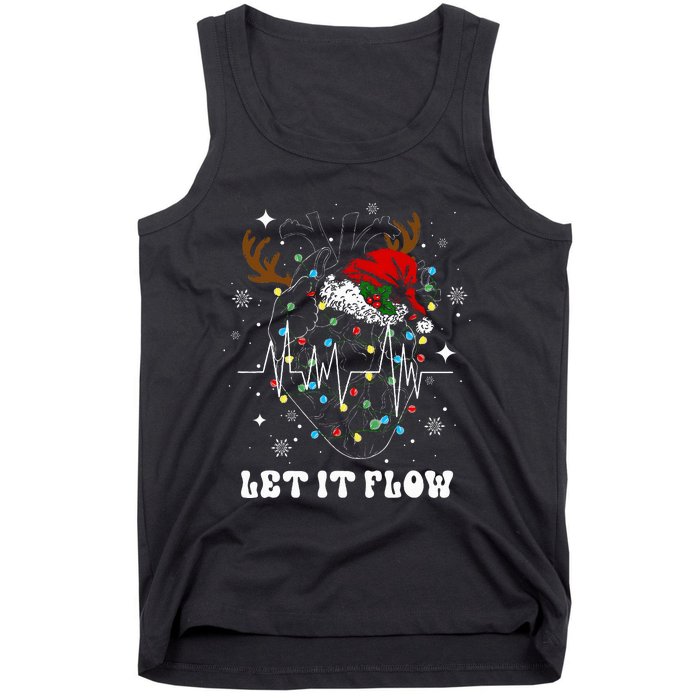 Funny Let It Flow Anatomy Heart Cardiac Nurse Santa Hat Xmas Tank Top