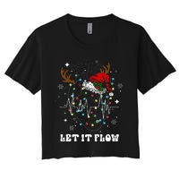 Funny Let It Flow Anatomy Heart Cardiac Nurse Santa Hat Xmas Women's Crop Top Tee