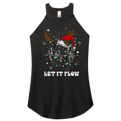 Funny Let It Flow Anatomy Heart Cardiac Nurse Santa Hat Xmas Women's Perfect Tri Rocker Tank