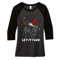 Funny Let It Flow Anatomy Heart Cardiac Nurse Santa Hat Xmas Women's Tri-Blend 3/4-Sleeve Raglan Shirt