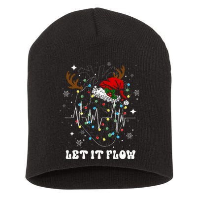 Funny Let It Flow Anatomy Heart Cardiac Nurse Santa Hat Xmas Short Acrylic Beanie