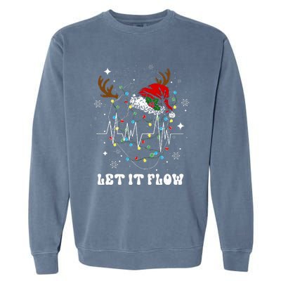 Funny Let It Flow Anatomy Heart Cardiac Nurse Santa Hat Xmas Garment-Dyed Sweatshirt