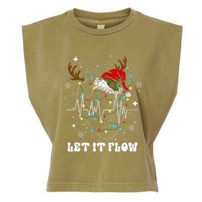 Funny Let It Flow Anatomy Heart Cardiac Nurse Santa Hat Xmas Garment-Dyed Women's Muscle Tee