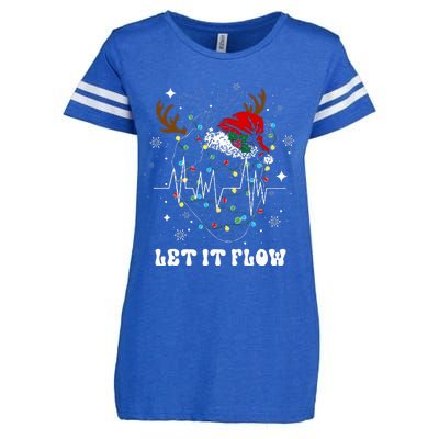 Funny Let It Flow Anatomy Heart Cardiac Nurse Santa Hat Xmas Enza Ladies Jersey Football T-Shirt