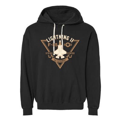 F35 Lightning Ii Jet Fighter Military Aircraft Design Garment-Dyed Fleece Hoodie