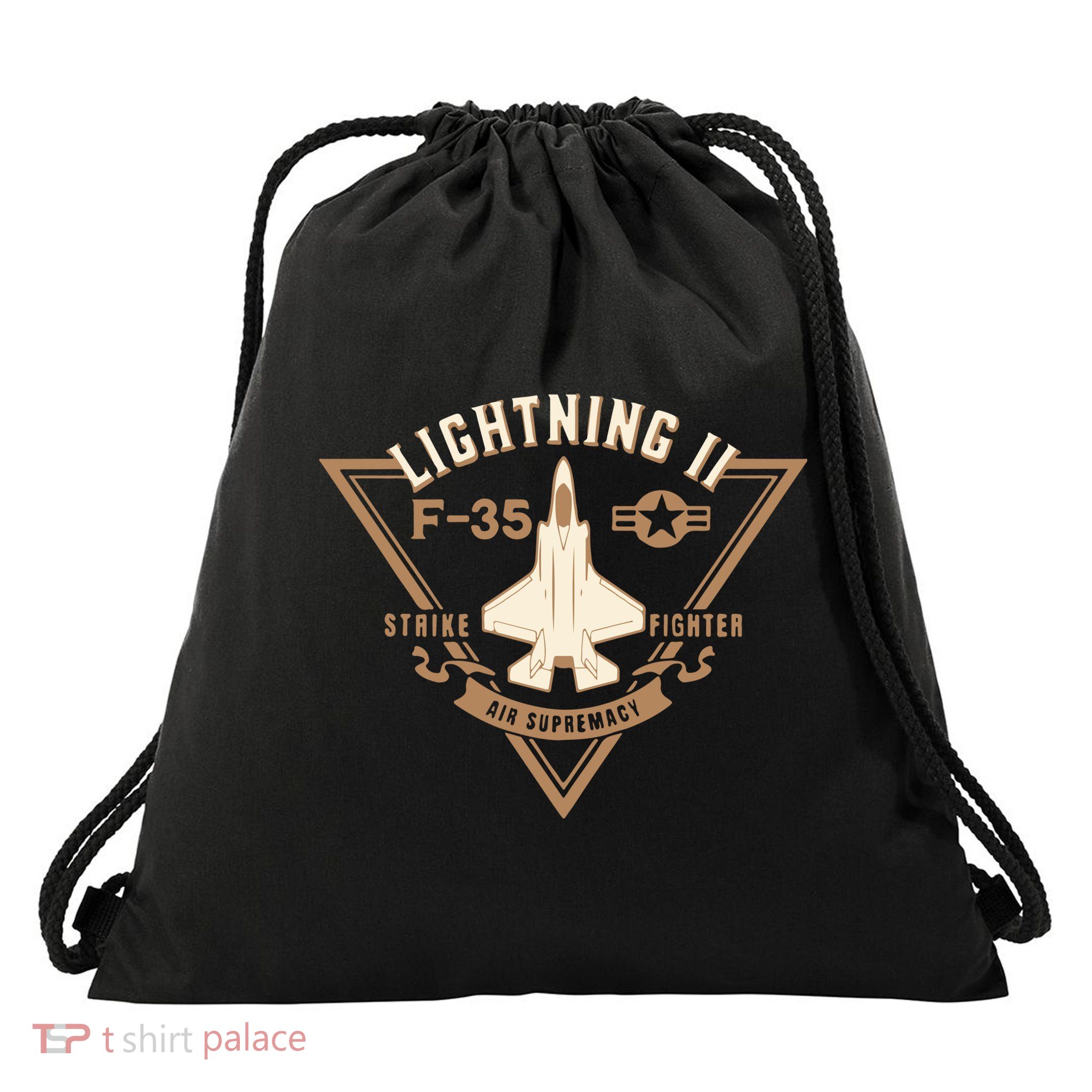 F35 Lightning Ii Jet Fighter Military Aircraft Design Drawstring Bag