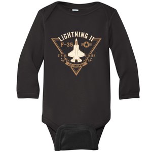 F35 Lightning Ii Jet Fighter Military Aircraft Design Baby Long Sleeve Bodysuit