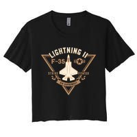 F35 Lightning Ii Jet Fighter Military Aircraft Design Women's Crop Top Tee