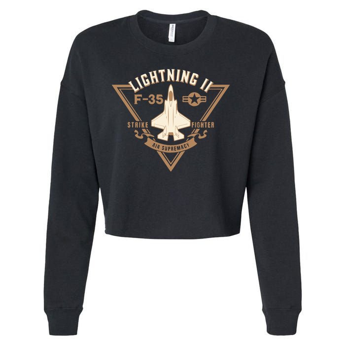 F35 Lightning Ii Jet Fighter Military Aircraft Design Cropped Pullover Crew