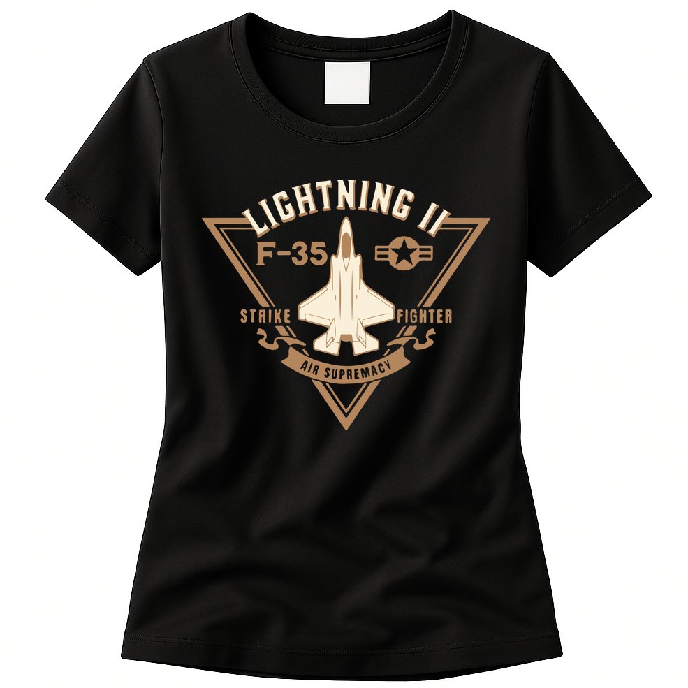 F35 Lightning Ii Jet Fighter Military Aircraft Design Womens T-Shirt