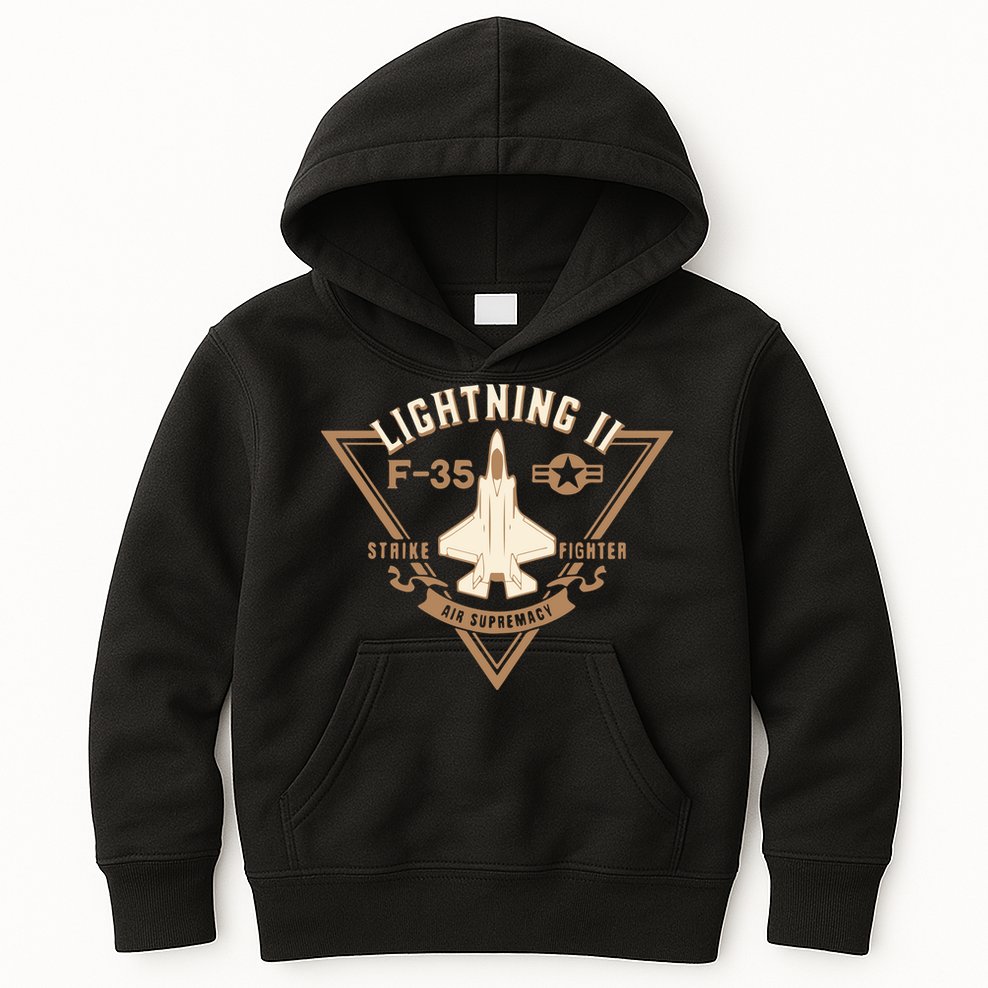 F35 Lightning Ii Jet Fighter Military Aircraft Design Kids Hoodie